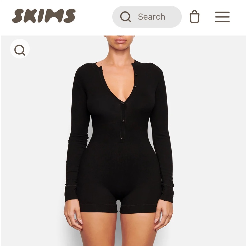 SKIMS soft lounge button up Henley